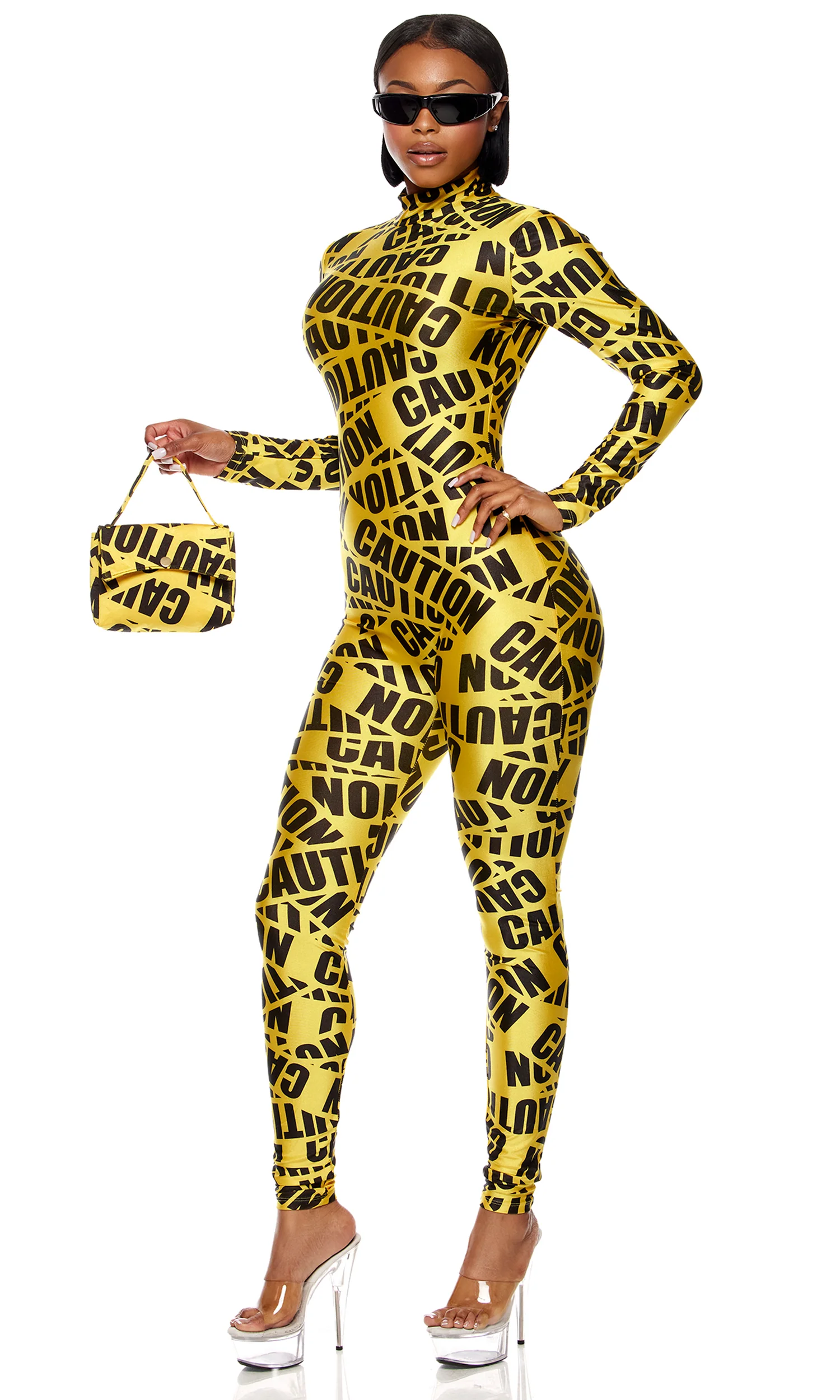 Caution 3-Piece Women's Sexy Caution Tape Costume - Image 4