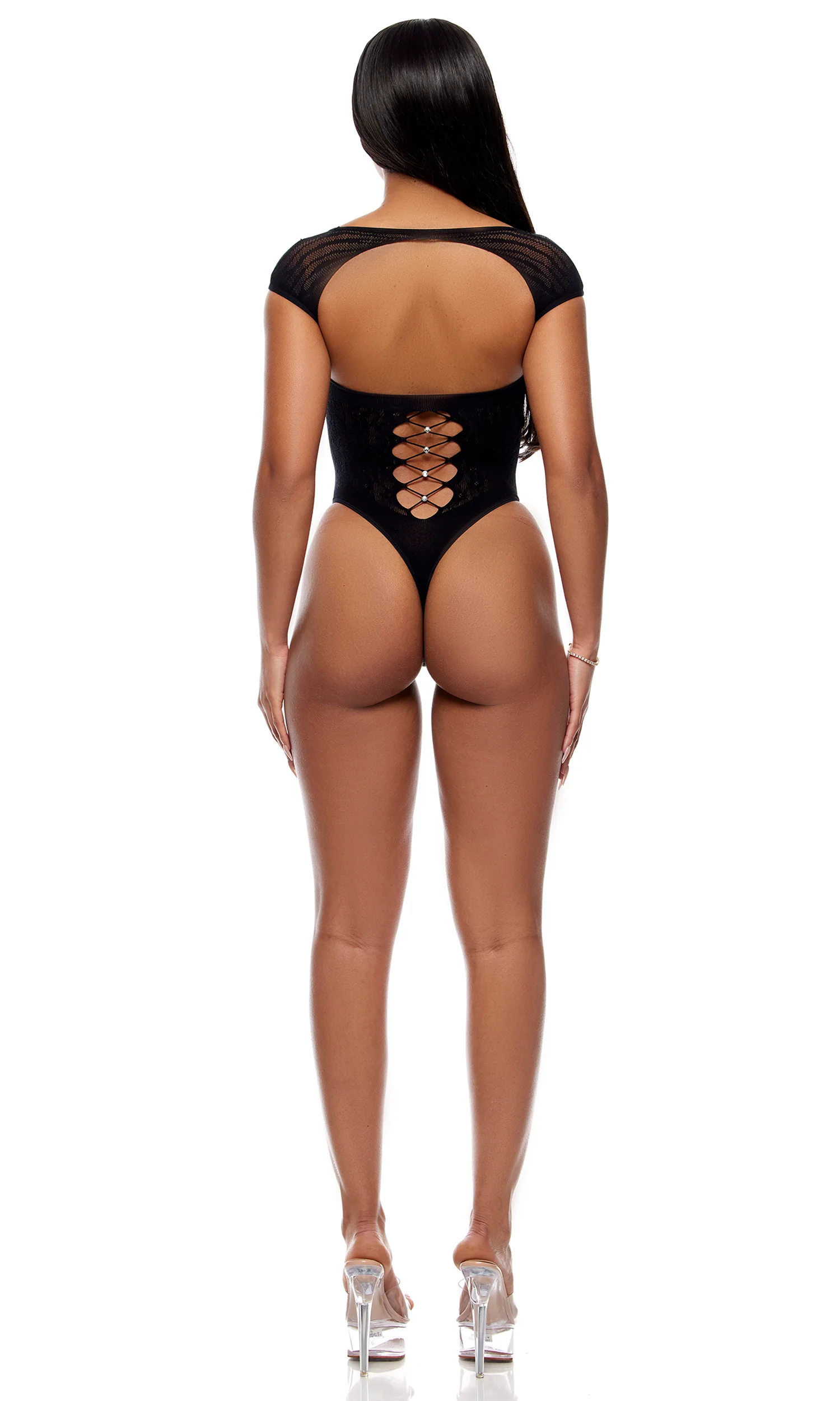 Cross Your Mind Teddy Bodystocking - Black - Image 2