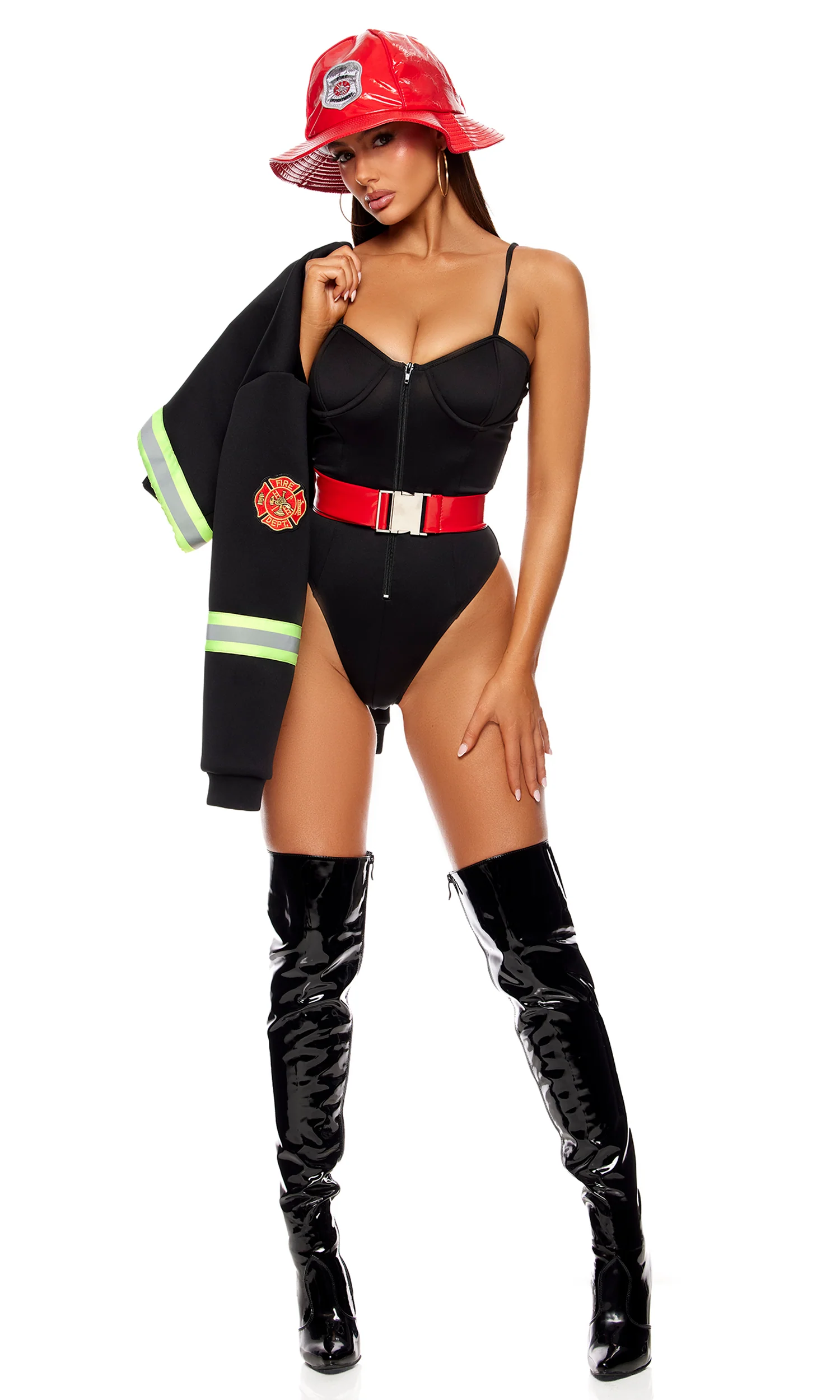 Fight My Fire 4-Piece Women's Firefighter Costume - Image 3