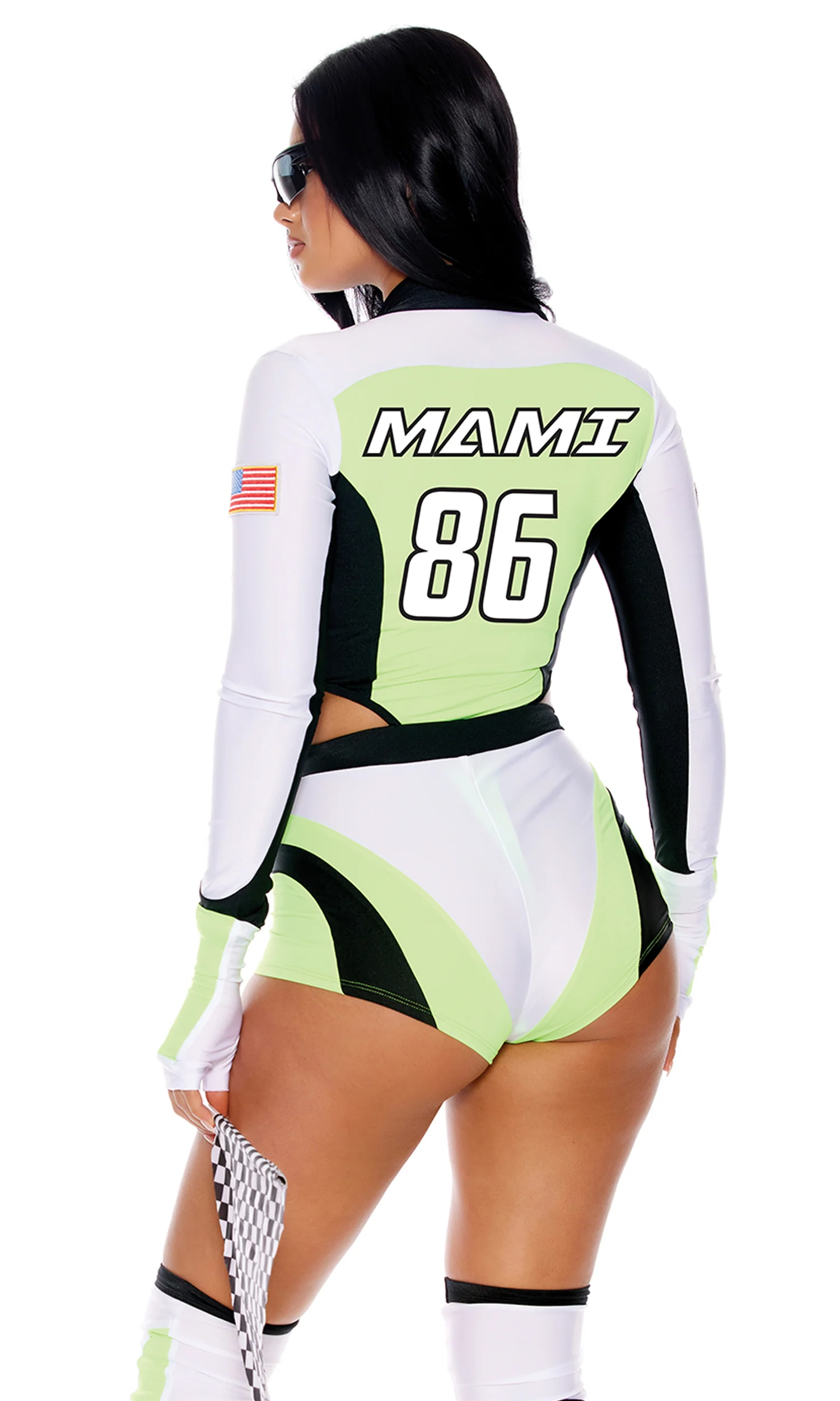 Green Light Go 5-Piece Women's Sexy Motocross Racer Costume - Image 2