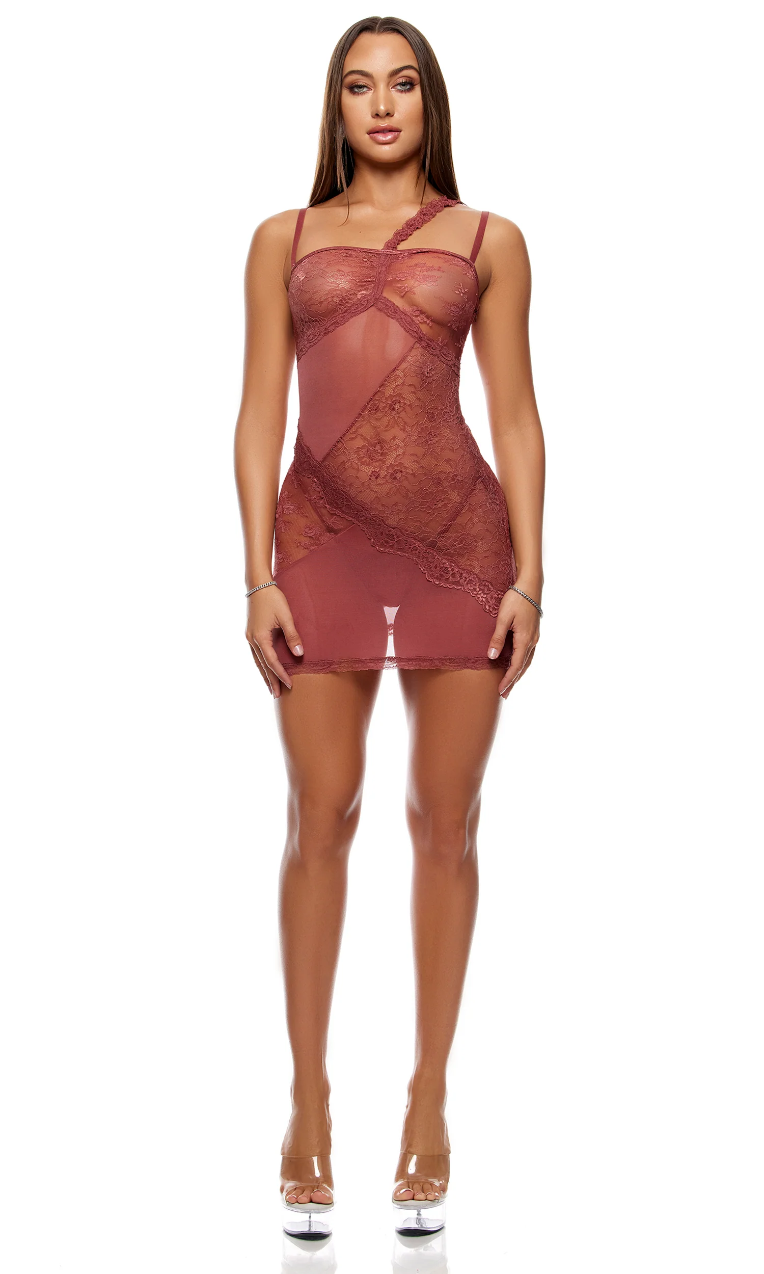 Patch of Petals 2-Piece Lace Chemise Lingerie Set - Spice - Image 5