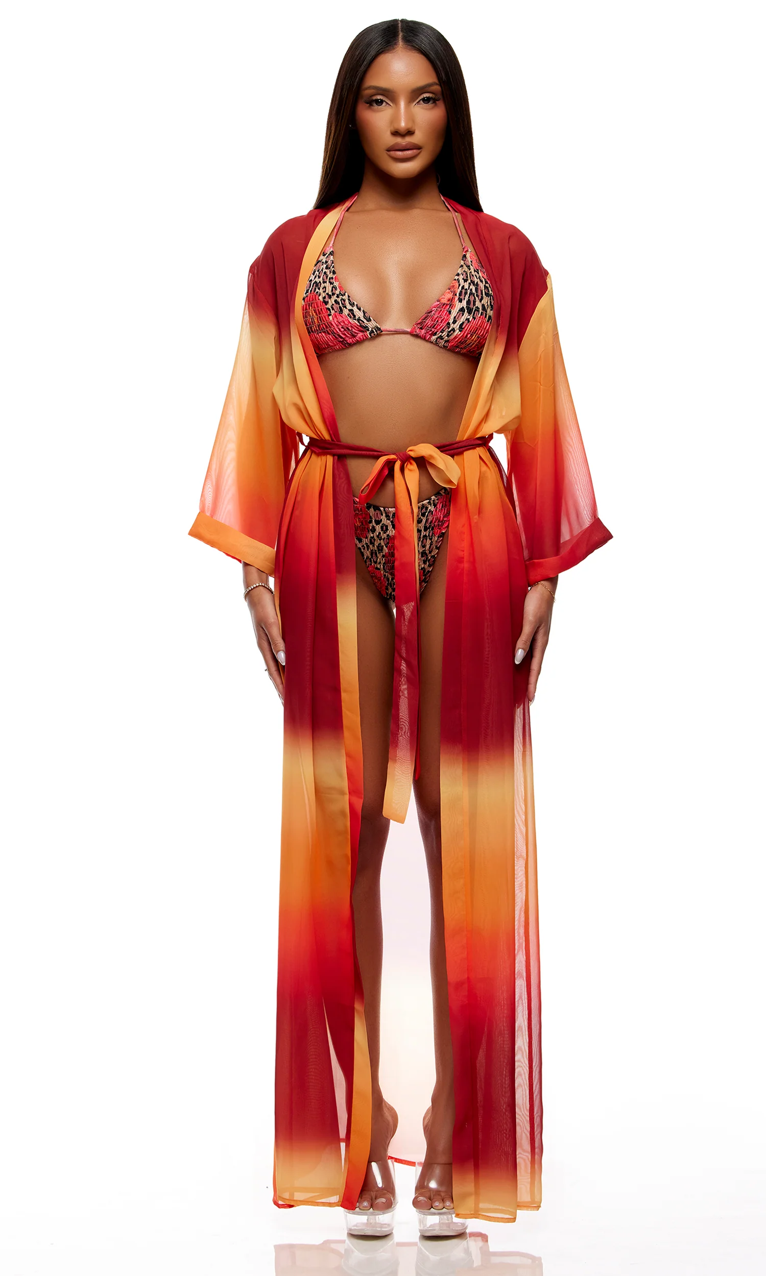 Positano Bikini Set - Cheetah Coral - Image 4