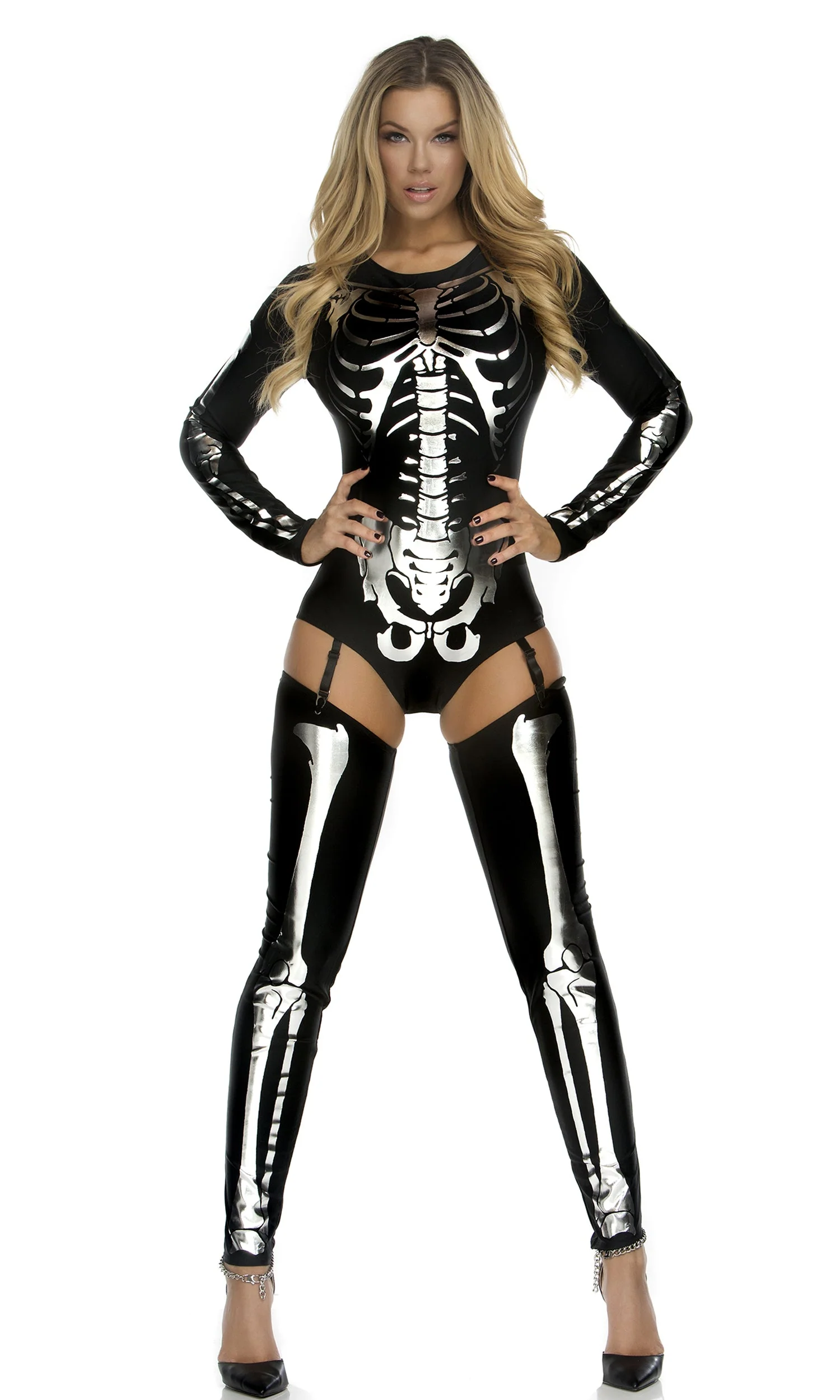 Snazzy Skeleton 3-Piece Women's Sexy Costume - Image 3